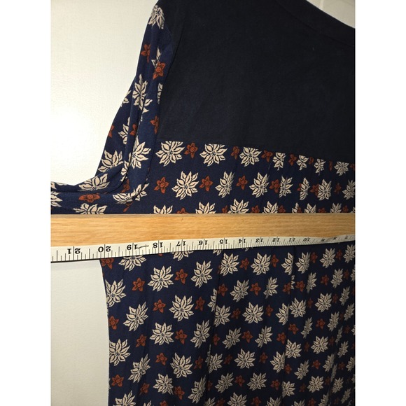 Style & Co Blouse Womens Large Navy Blue Floral Boho Cottagecore - Picture 2 of 4